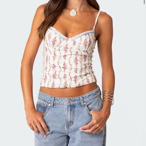 Indira Printed Cupped Lace Up Corset